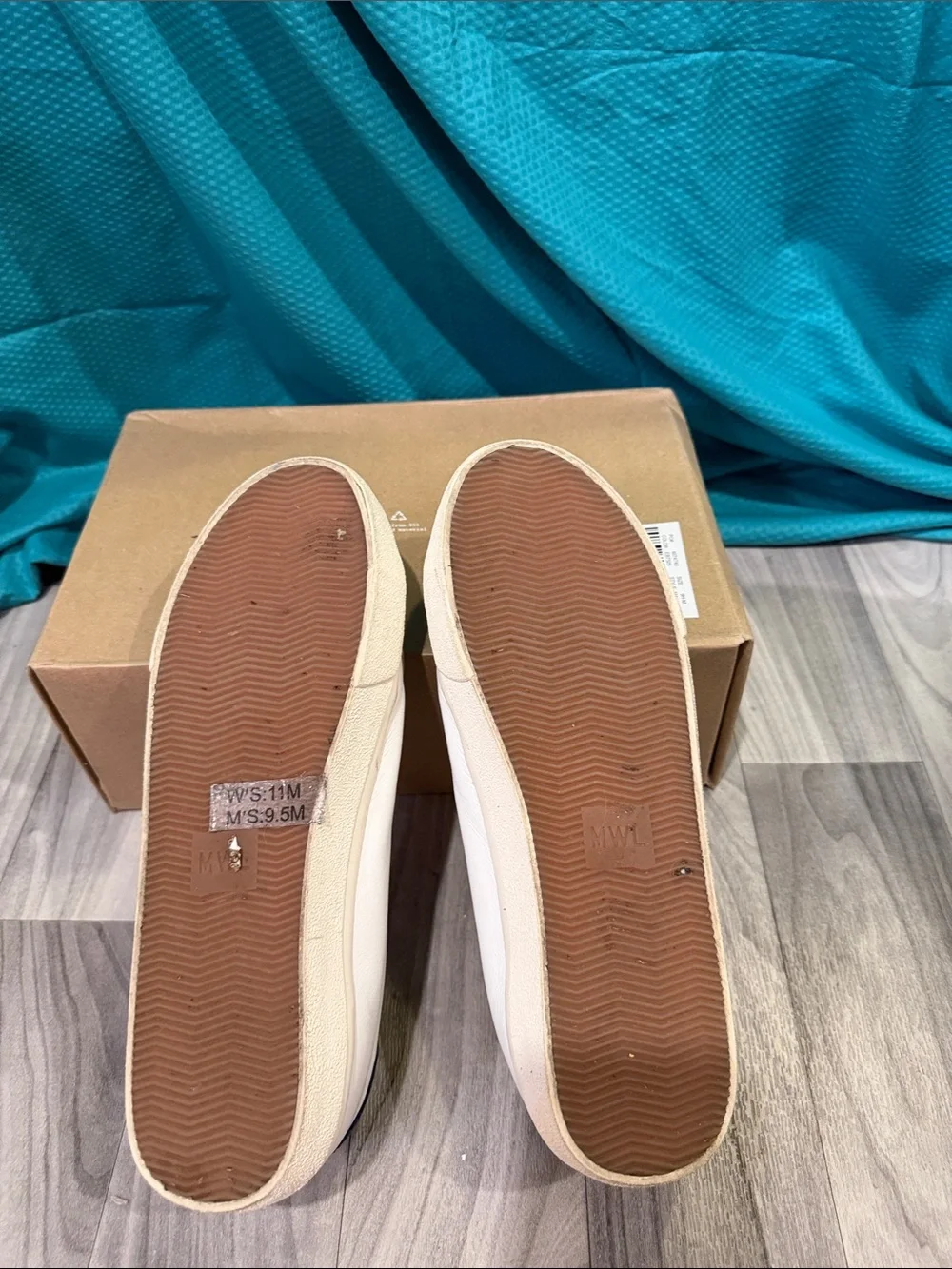 Madewell White Leather Boat Shoes with Brown Accent